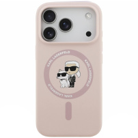 Karl Lagerfeld Karl and Choupette silikonový kryt s MagSafe pro iPhone 17 Pro Max - růžový