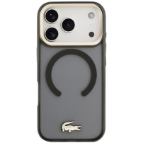 Lacoste Frosted Finish Gold Logo kryt s MagSafe pro iPhone 17 Pro - šedý