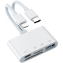 NK-104 Pro 4v1 redukce se čtečkou karet - slot na SD / TF kartu / USB-C / USB-A na USB-C / Lightning - bílá