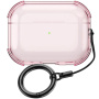 Transparentní obal s karabinou pro AirPods Pro 3 - růžový