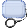 Transparentní obal s karabinou pro AirPods Pro 3 - modrý