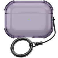 Transparentní obal s karabinou pro AirPods Pro 3 - tmavě fialový