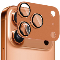 NORTHJO tvrzené sklo s kovovým rámečkem k ochraně čoček fotoaparátu pro iPhone 17 Pro - oranžové