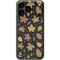 Ochranný kryt se vzorem podzimního listí pro iPhone 17 Pro - černý