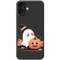 Ochranný kryt se vzorem ducha s dýní pro iPhone 17 - černý