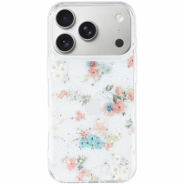 Třpytivý transparentní kryt pro iPhone 17 Pro Max - květiny