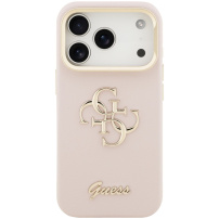 Guess Grained 4G Logo kryt s výklopným stojánkem pro iPhone 17 Pro Max - růžový