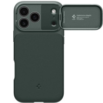 Spigen Optik Armor odolný kryt s krytkou kamery a MagSafe pro iPhone 17 Pro Max - tmavě zelený