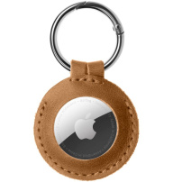 FIXED kožený obal s karabinou pro AirTag 1 / 2 - hnědý