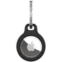 FIXED Silky silikonový obal s klíčenkou a poutkem pro AirTag 1 / 2 - černý