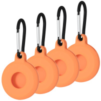 Ochranný silikonový obal s karabinou pro AirTag 1 / 2 - 4 ks - oranžový