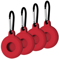 Ochranný silikonový obal s karabinou pro AirTag 1 / 2 - 4 ks - červený