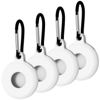 Ochranný silikonový obal s karabinou pro AirTag 1 / 2 - 4 ks - bílý