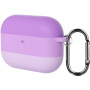 SIlikonový obal s proužky a karabinou pro AirPods Pro 3 - fialový