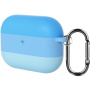 SIlikonový obal s proužky a karabinou pro AirPods Pro 3 - modrý