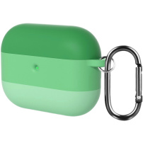 SIlikonový obal s proužky a karabinou pro AirPods Pro 3 - zelený
