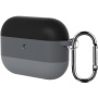 SIlikonový obal s proužky a karabinou pro AirPods Pro 3 - šedý