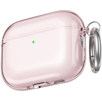 AhaStyle transparentní obal s karabinou pro AirPods Pro 3 - růžový