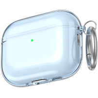 AhaStyle transparentní obal s karabinou pro AirPods Pro 3 - modrý