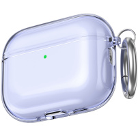 AhaStyle transparentní obal s karabinou pro AirPods Pro 3 - fialový