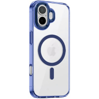 Transparentní kryt s barevným rámečkem a MagSafe pro iPhone 17 - tmavě modrý