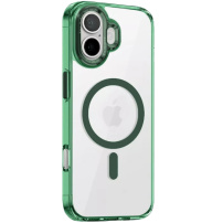 Transparentní kryt s barevným rámečkem a MagSafe pro iPhone 17 - zelený