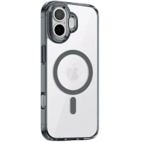 Transparentní kryt s barevným rámečkem a MagSafe pro iPhone 17 - šedý