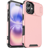 Matný kryt s posuvnou krytkou kamery pro iPhone 17 - růžový