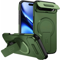 Kryt s posuvnou krytkou kamery, výklopným stojánkem a MagSafe pro iPhone Air - olivový
