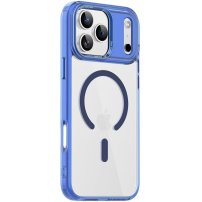 Transparentní kryt s barevným rámečkem a MagSafe pro iPhone 17 Pro - tmavě modrý