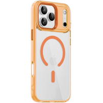 Transparentní kryt s barevným rámečkem a MagSafe pro iPhone 17 Pro - oranžový