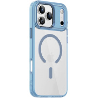 Transparentní kryt s barevným rámečkem a MagSafe pro iPhone 17 Pro Max - modrý