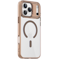 Transparentní kryt s barevným rámečkem a MagSafe pro iPhone 17 Pro Max - hnědý