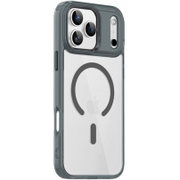 Transparentní kryt s barevným rámečkem a MagSafe pro iPhone 17 Pro Max - šedý