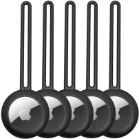 Ochranný silikonový obal s poutkem pro AirTag 1 / 2 - 5 ks - černý