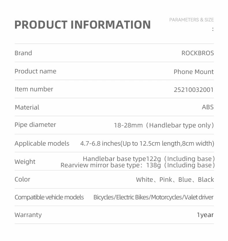 ROCKBROS HW-128 držák na kolo a motorku na řídítka pro iPhone - modrý