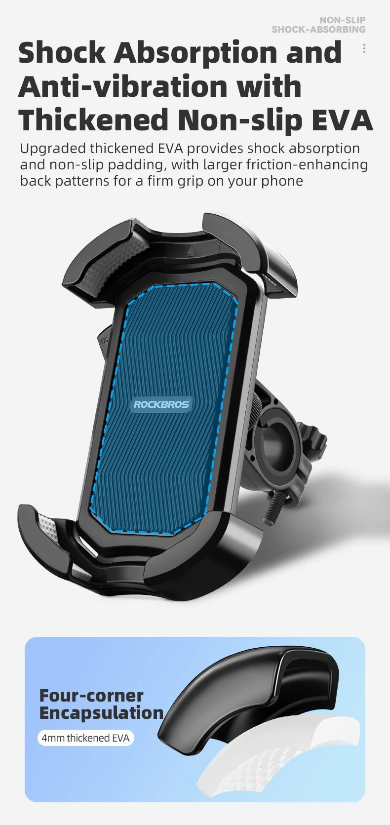 ROCKBROS HW-128 držák na kolo a motorku na řídítka pro iPhone - modrý