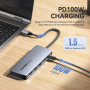 ESSAGER ES-HB01 6v1 hub - SSD disk / HDMI / 2x USB-C / 2x USB-A na USB-C - tmavě šedý