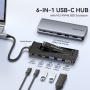 ESSAGER ES-HB01 6v1 hub - SSD disk / HDMI / 2x USB-C / 2x USB-A na USB-C - tmavě šedý