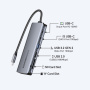 ESSAGER ES-HB01 7v1 hub - SSD disk / slot na SD / TF kartu / 2x USB-C / 2x USB-A na USB-C - tmavě šedý