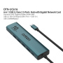 ONTEN UC616 7v1 hub - RJ45 / 2x USB-C / 4x USB-A na USB-C - petrolejový