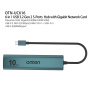 ONTEN UC616 7v1 hub - RJ45 / 2x USB-C / 4x USB-A na USB-C - petrolejový