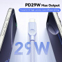 ESSAGER ES-X73 opletený nabíjecí a datový kabel - USB-C na Lightning - 2 m - zelenorůžový