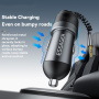 ESSAGER ES-CC20 Bluetooth FM transmitter do auta s porty USB-C / USB-A a kabelem 3,5 mm jack - 35W - šedý