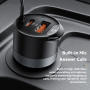 ESSAGER ES-CC20 Bluetooth FM transmitter do auta s porty USB-C / USB-A a kabelem 3,5 mm jack - 35W - šedý