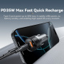 ESSAGER ES-CC20 Bluetooth FM transmitter do auta s porty USB-C / USB-A a kabelem 3,5 mm jack - 35W - šedý