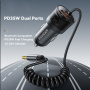 ESSAGER ES-CC20 Bluetooth FM transmitter do auta s porty USB-C / USB-A a kabelem 3,5 mm jack - 35W - šedý