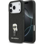 Karl Lagerfeld Fixed Glitter Metal Ikonik třpytivý kryt pro iPhone 17 Pro - černý