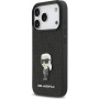 Karl Lagerfeld Fixed Glitter Metal Ikonik třpytivý kryt pro iPhone 17 Pro - černý
