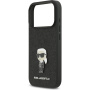 Karl Lagerfeld Fixed Glitter Metal Ikonik třpytivý kryt pro iPhone 17 Pro - černý